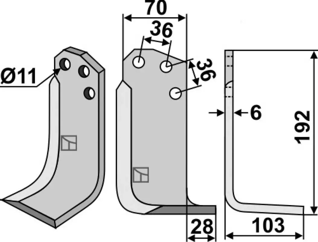 Fräsmesser 192x70mm, rechts